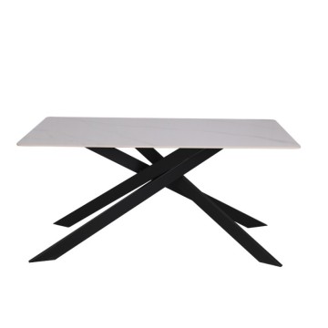 Tavolo rettangolare Star piano ceramica effetto marmo bianco lucido