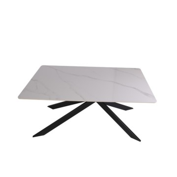 Tavolo rettangolare Star piano ceramica effetto marmo bianco lucido
