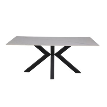 Tavolo Solid piano ceramica effetto marmo bianco lucido 180x90 cm.
