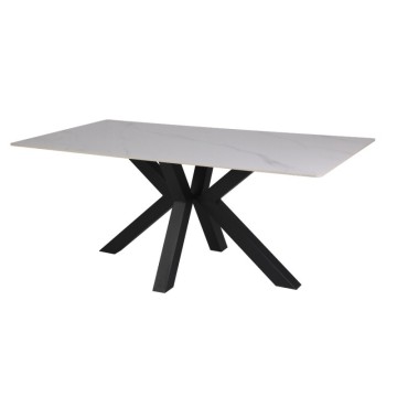 Tavolo Solid piano ceramica effetto marmo bianco lucido 180x90 cm.