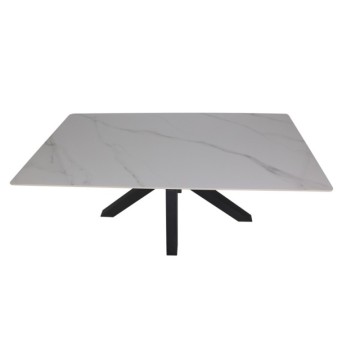 Tavolo Solid piano ceramica effetto marmo bianco lucido 180x90 cm.