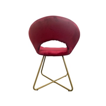 Poltroncina in velluto rosso con gambe in metallo dorato - Etere
