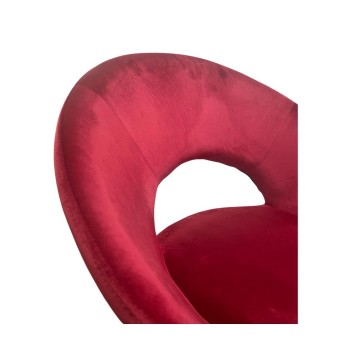 Poltroncina in velluto rosso con gambe in metallo dorato - Etere