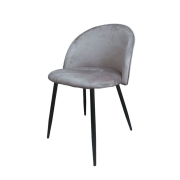 Sedia in tessuto colore grigio e gambe in metallo nero - Despina