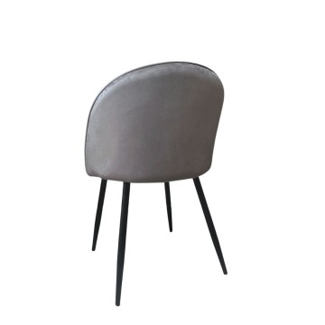 Sedia in tessuto colore grigio e gambe in metallo nero - Despina