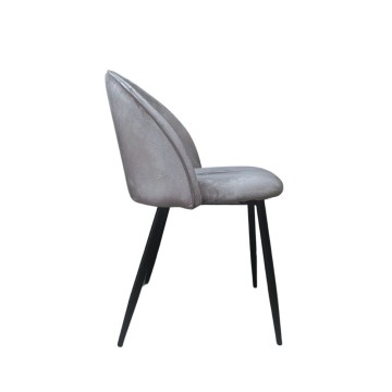 Sedia in tessuto colore grigio e gambe in metallo nero - Despina
