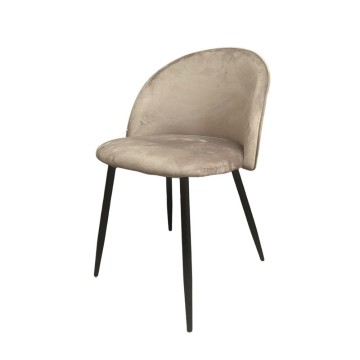 Sedia in tessuto colore tortora e gambe in metallo nero - Despina