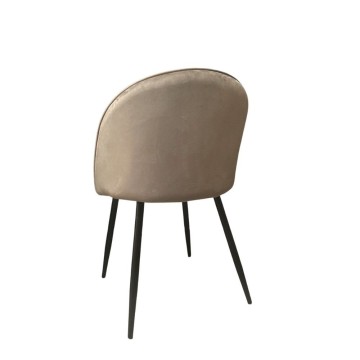 Sedia in tessuto colore tortora e gambe in metallo nero - Despina