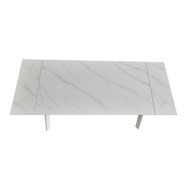 Tavolo allungabile in ceramica colore bianco puro e gambe metallo nere 160x90 cm - Presena
