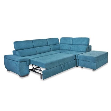 Divano letto con contenitore reversibile verde acqua - Lughen