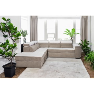 Divano letto e contenitore bicolore caribou e bianco - Kutri