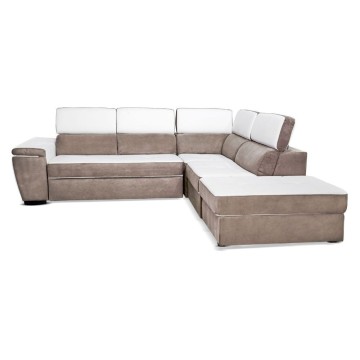 Divano letto e contenitore bicolore caribou e bianco - Kutri