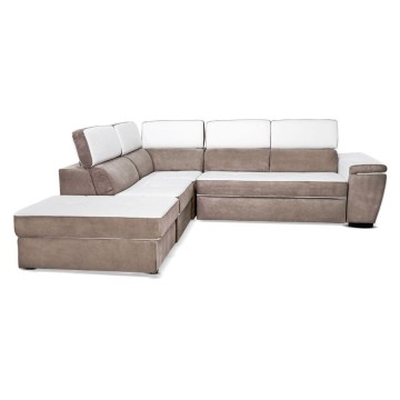 Divano letto e contenitore bicolore caribou e bianco - Kutri