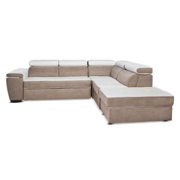 Divano letto e contenitore bicolore caribou e bianco - Kutri