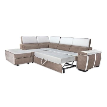 Divano letto e contenitore bicolore caribou e bianco - Kutri