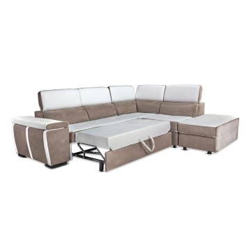 Divano letto e contenitore bicolore caribou e bianco - Kutri