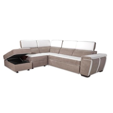 Divano letto e contenitore bicolore caribou e bianco - Kutri