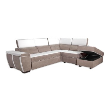 Divano letto e contenitore bicolore caribou e bianco - Kutri