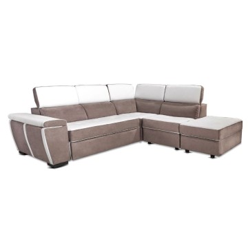 Divano letto e contenitore bicolore caribou e bianco - Kutri