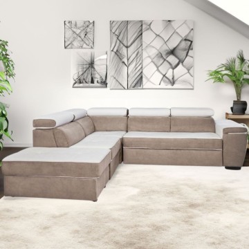 Divano letto e contenitore bicolore caribou e bianco - Kutri