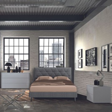 Camera da letto grigio frassinato con letto contenitore Piera