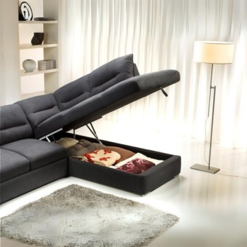 Divano angolare con penisola contenitore destra colore antracite Stefy 268x212