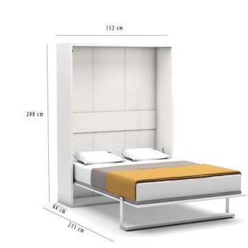Letto matrimoniale a scomparsa Loft bianco 152x44x208H