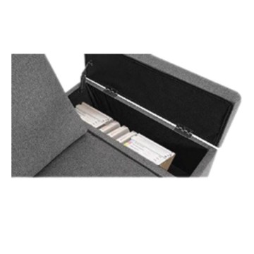 Divano angolare destro tessuto beige Dina con bracciolo porta oggetti 218X172X87H
