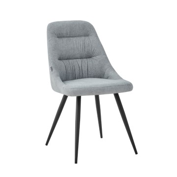 Sedia imbottita Cascade tessuto colore grigio chiaro e gambe in metallo nero