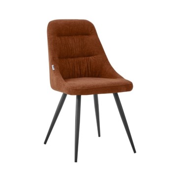 Sedia imbottita Cascade tessuto colore ruggine e gambe in metallo nero