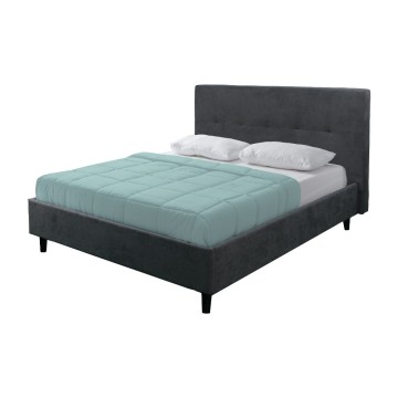 Letto matrimoniale tessuto ash grigio con rete inclusa Snello