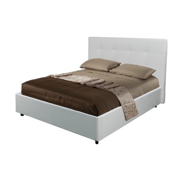 Letto Matrimoniale contenitore ecopelle bianco Ascoli 182x195x105H