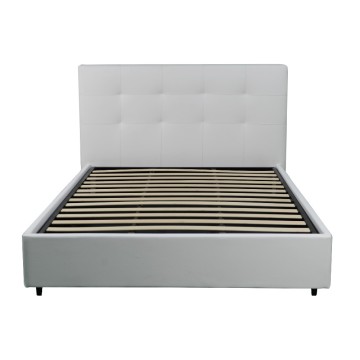 Letto Matrimoniale contenitore ecopelle bianco Ascoli 182x195x105H