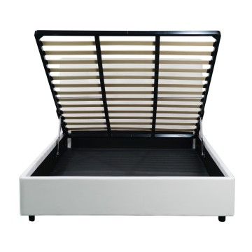 Letto Matrimoniale contenitore ecopelle bianco Ascoli 182x195x105H