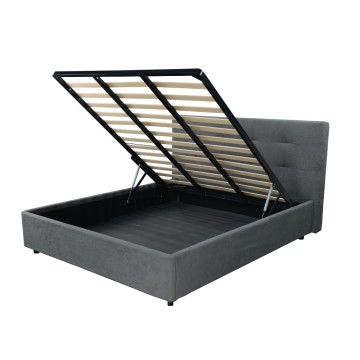 Letto Matrimoniale contenitore tessuto ash grigio Ascoli 182x195x105H