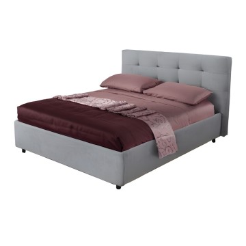 Letto Matrimoniale contenitore tessuto grigio chiaro Ascoli 182x195x105H