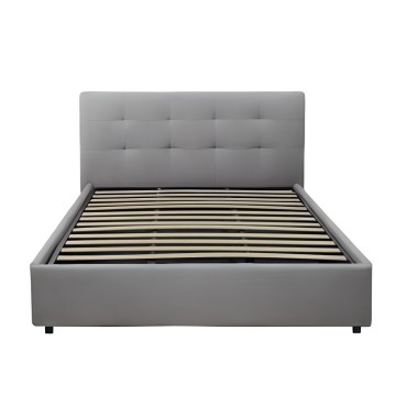 Letto Matrimoniale contenitore tessuto grigio chiaro Ascoli 182x195x105H