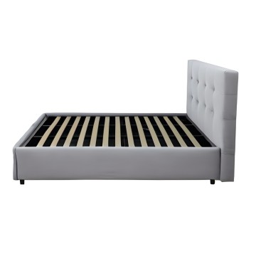 Letto Matrimoniale contenitore tessuto grigio chiaro Ascoli 182x195x105H