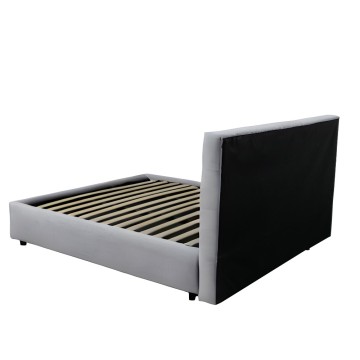 Letto una piazza e mezza contenitore tessuto grigio chiaro Ascoli 142x195x105H