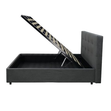 Letto singolo contenitore tessuto ash grigio Ascoli 102x195x105H