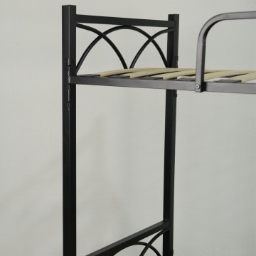 Letto a castello in metallo nero con reti incluse Wind 194x80x160H