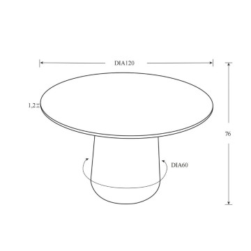 Tavolo rotondo piano ceramica effetto marmo bianco e base metallo nera Lauren 120x120x76H