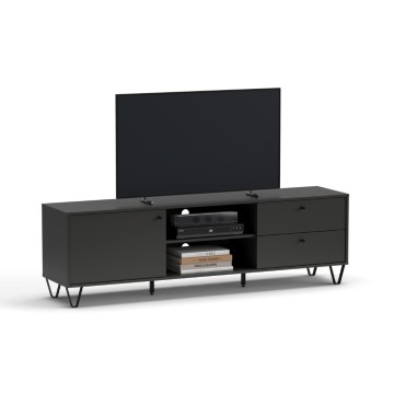 Mobile porta TV antracite Aldo1 con anta cassetti e vano a giorno 182x40x50,1H