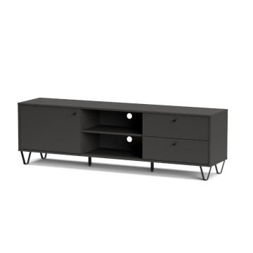 Mobile porta TV antracite Aldo1 con anta cassetti e vano a giorno 182x40x50,1H