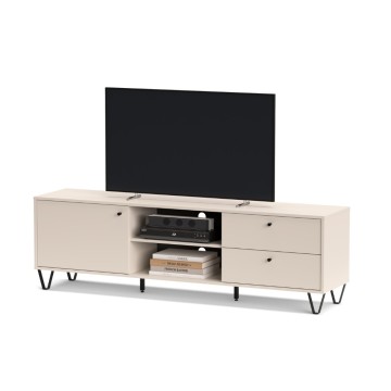 Mobile porta TV cashmere Aldo1 con anta cassetti e vano a giorno 182x40x50,1H