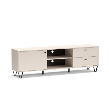 Mobile porta TV cashmere Aldo1 con anta cassetti e vano a giorno 182x40x50,1H