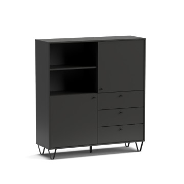 Credenza con ante cassetti e vano a giorno antracite ALDO6 123,6x40x135H