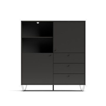 Credenza con ante cassetti e vano a giorno antracite ALDO6 123,6x40x135H