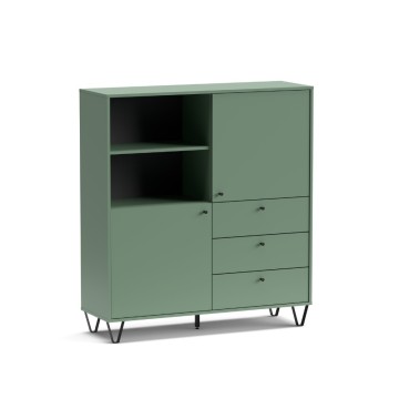 Credenza con ante cassetti e vano a giorno verde ALDO6 123,6x40x135H