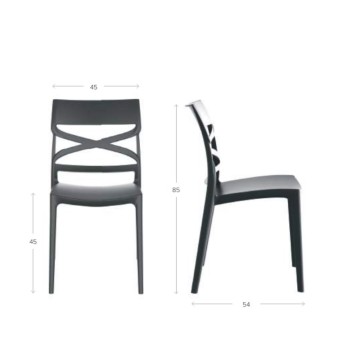 Sedia polipropilene colore grigio metal schienale incrocio Flow